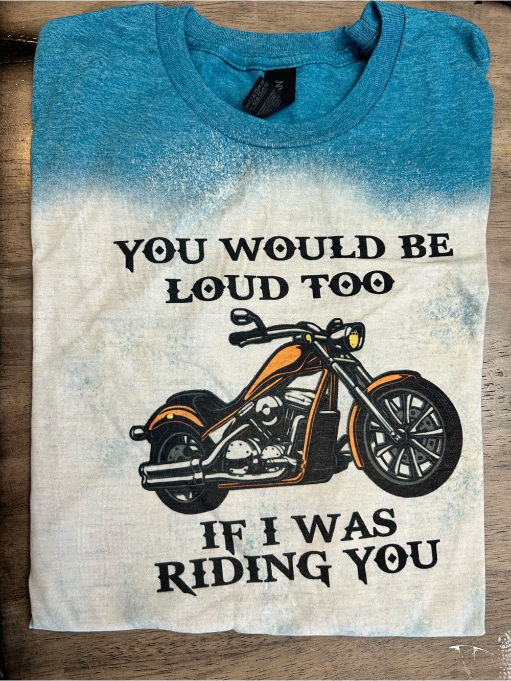 Gildan Blue and White Fade Motorcycle Graphic Tee - Kids